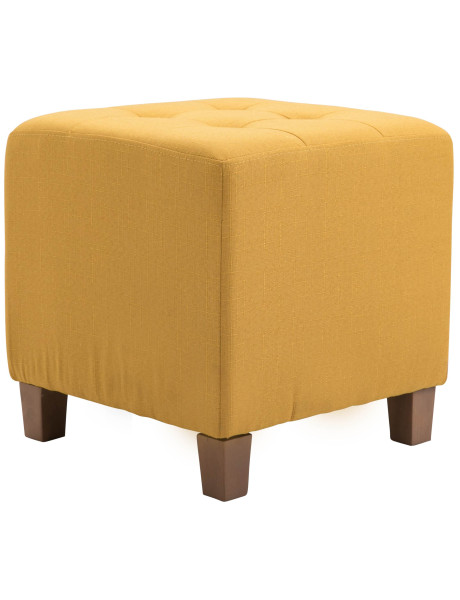 Pouf repose-pieds carré jaune en polyester et bois 45 x...
