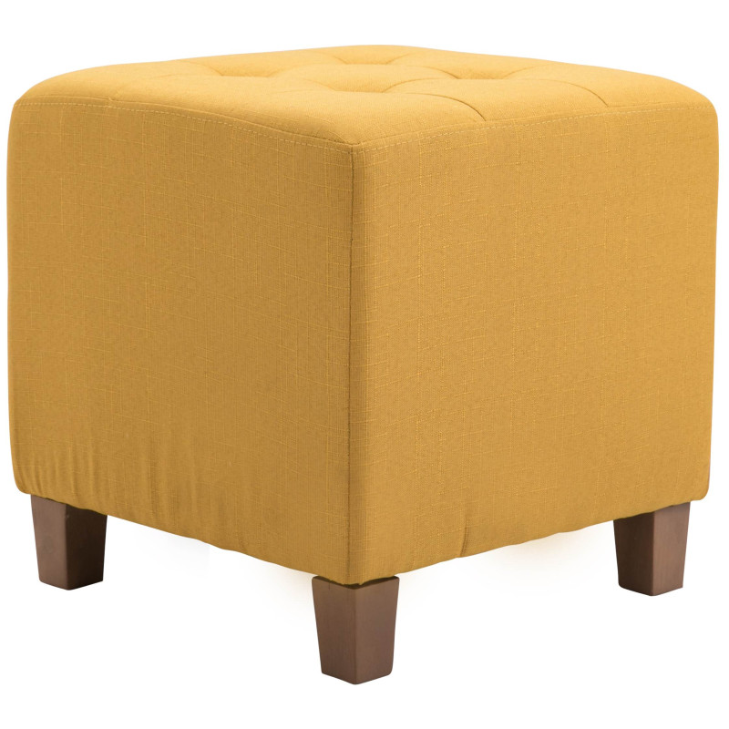 Pouf repose-pieds carré jaune en...