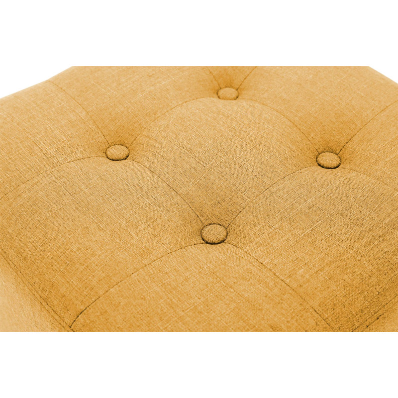 Pouf repose-pieds carré jaune en...