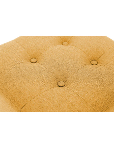 Pouf repose-pieds carré jaune en polyester et bois 45 x 45 x 46 cm Varenne