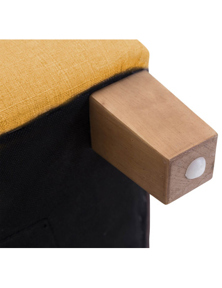 Pouf repose-pieds carré jaune en polyester et bois 45 x 45 x 46 cm Varenne