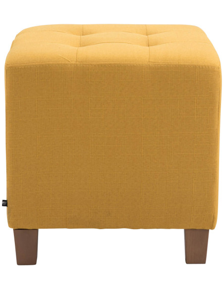 Pouf repose-pieds carré jaune en polyester et bois 45 x 45 x 46 cm Varenne