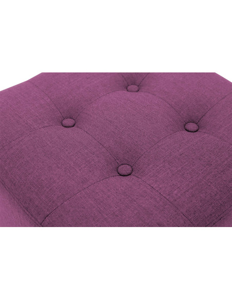 Pouf repose-pieds carré lilas en polyester et bois 45 x 45 x 46 cm Varenne