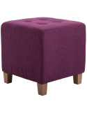 Pouf repose-pieds carré lilas en polyester et bois 45 x 45 x 46 cm Varenne