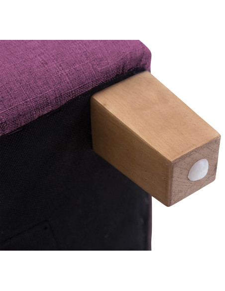 Pouf repose-pieds carré lilas en polyester et bois 45 x 45 x 46 cm Varenne