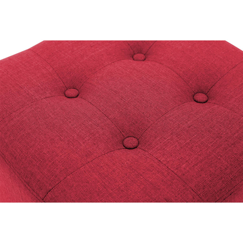 Pouf repose-pieds carré rouge en...