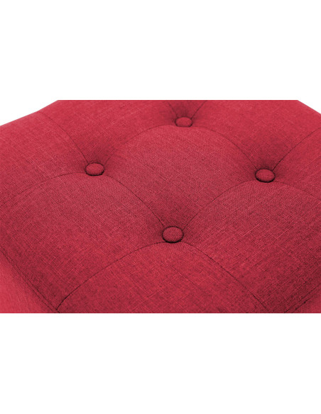 Pouf repose-pieds carré rouge en polyester et bois 45 x 45 x 46 cm Varenne