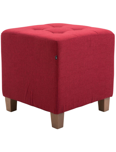 Pouf repose-pieds carré rouge en polyester et bois 45 x...