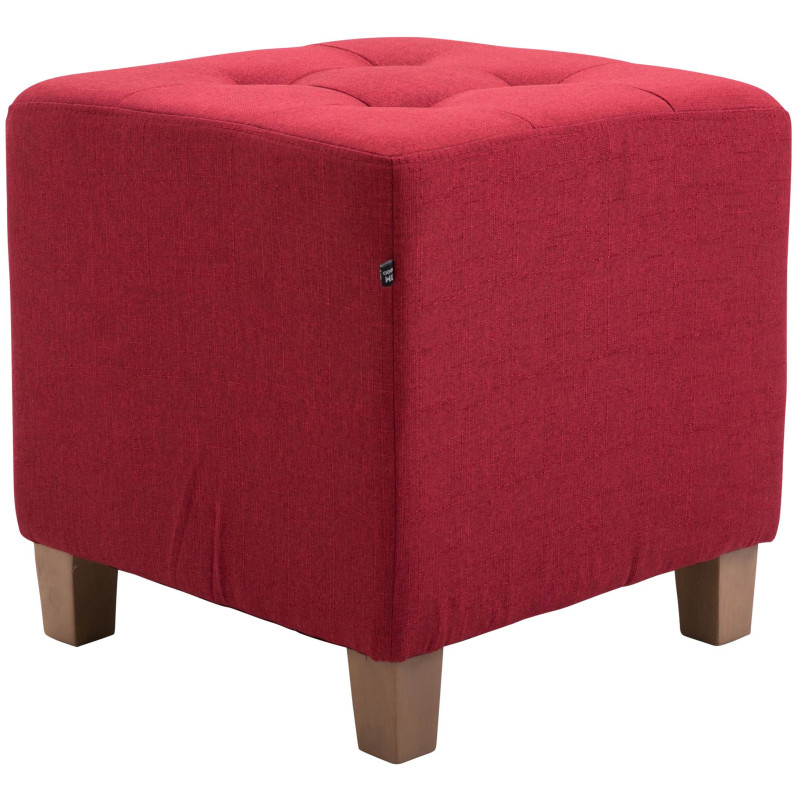 Pouf repose-pieds carré rouge en...