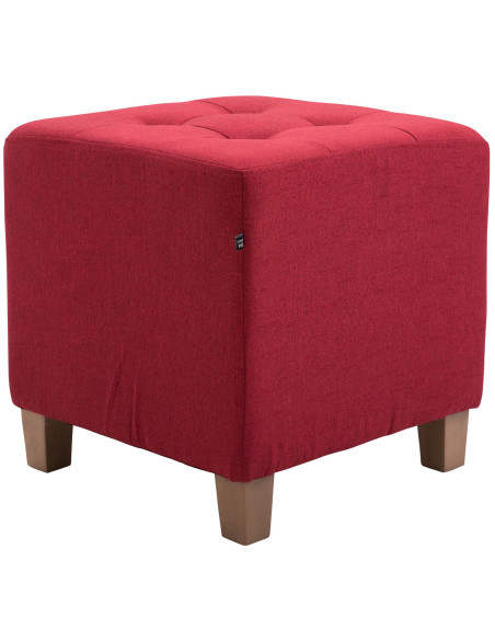 Pouf repose-pieds carré rouge en polyester et bois 45 x 45 x 46 cm Varenne