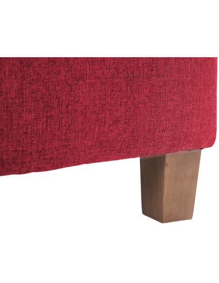 Pouf repose-pieds carré rouge en polyester et bois 45 x 45 x 46 cm Varenne
