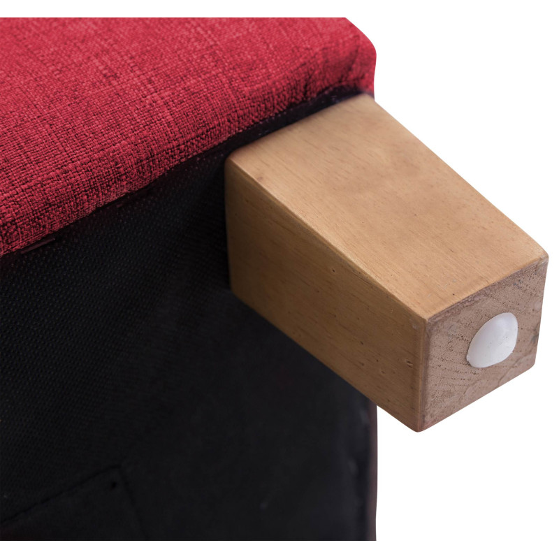Pouf repose-pieds carré rouge en...