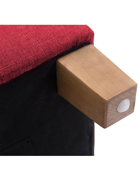 Pouf repose-pieds carré rouge en polyester et bois 45 x 45 x 46 cm Varenne