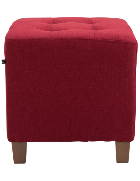 Pouf repose-pieds carré rouge en polyester et bois 45 x 45 x 46 cm Varenne