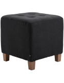 Pouf repose-pieds carré noir en polyester et bois 45 x 45 x 46 cm Varenne