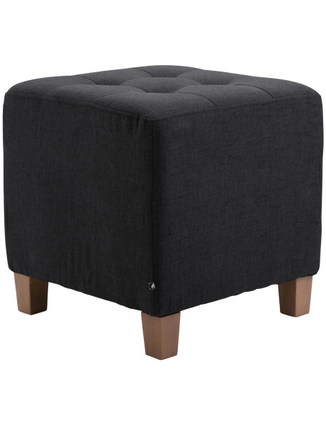 Pouf repose-pieds carré noir en polyester et bois 45 x 45...