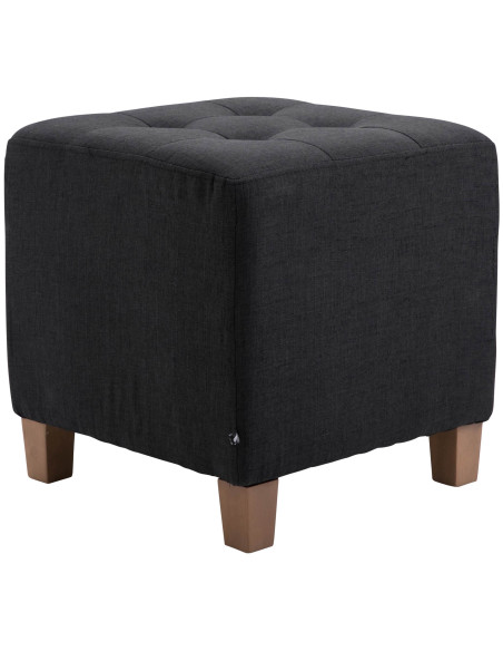 Pouf repose-pieds carré noir en polyester et bois 45 x 45 x 46 cm Varenne