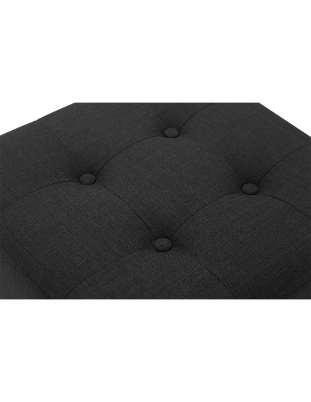 Pouf repose-pieds carré noir en polyester et bois 45 x 45 x 46 cm Varenne
