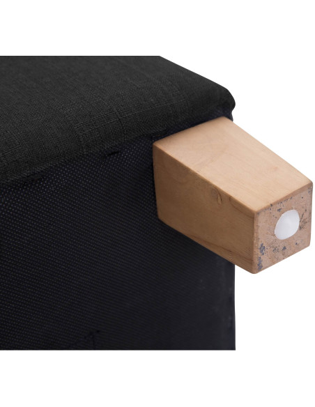 Pouf repose-pieds carré noir en polyester et bois 45 x 45 x 46 cm Varenne