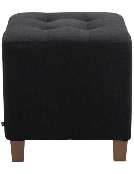 Pouf repose-pieds carré noir en polyester et bois 45 x 45 x 46 cm Varenne