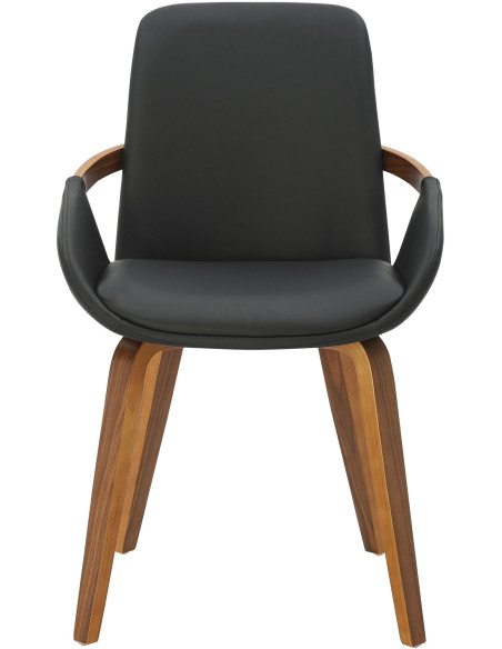 Chaise de salle à manger noire en polyuréthane et bois finition noyer 53 x 58 x 85 cm Norvik