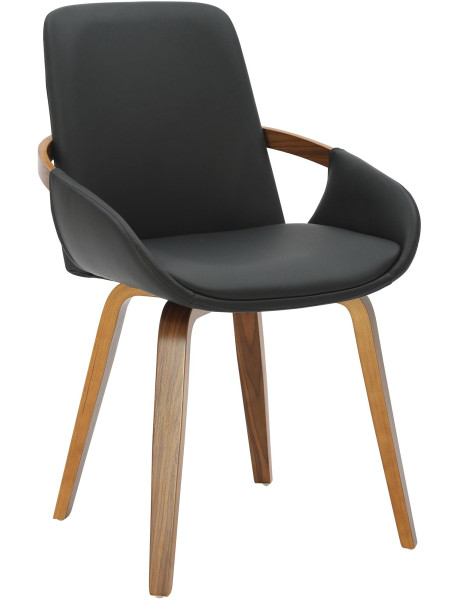 Chaise de salle à manger noire en polyuréthane et bois...