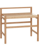 Banc naturel en chêne et corde de papier 60 x 40 x 55 cm Heritage
