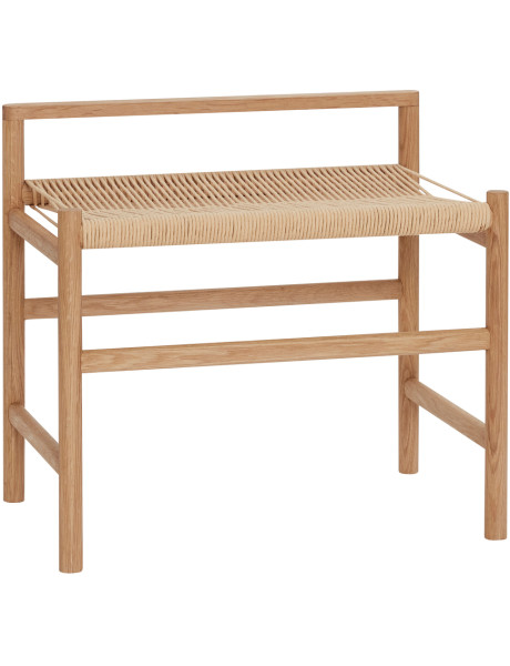 Banc naturel en chêne et corde de papier 60 x 40 x 55 cm...