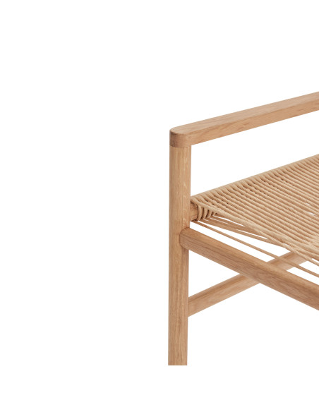 Banc naturel en chêne et corde de papier 60 x 40 x 55 cm Heritage