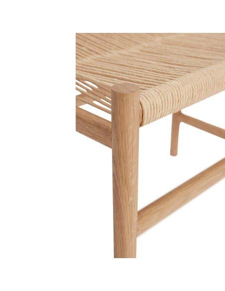Banc naturel en chêne et corde de papier 60 x 40 x 55 cm Heritage