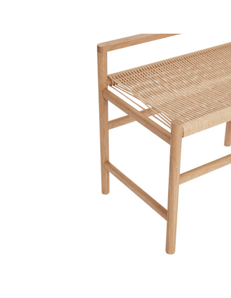 Banc naturel en chêne et corde de papier 60 x 40 x 55 cm Heritage