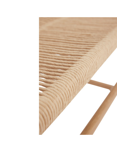 Banc naturel en chêne et corde de papier 60 x 40 x 55 cm Heritage