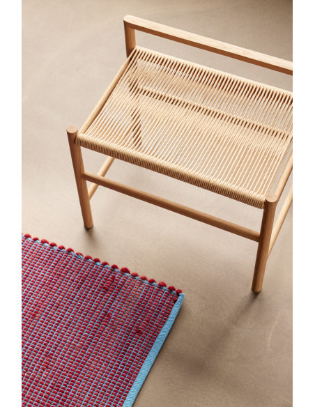 Banc naturel en chêne et corde de papier 60 x 40 x 55 cm Heritage