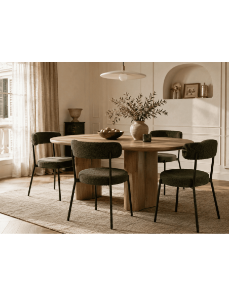 Lot de 2 chaises de salle à manger vert foncé en tissu 100% polyester et métal noir 49 x 49 x 80 cm Valmora
