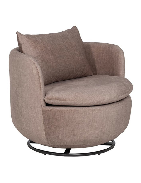 Fauteuil pivotant taupe en tissu 100% polyester avec coussin déhoussable 84 x 74 x 66 cm Orvane