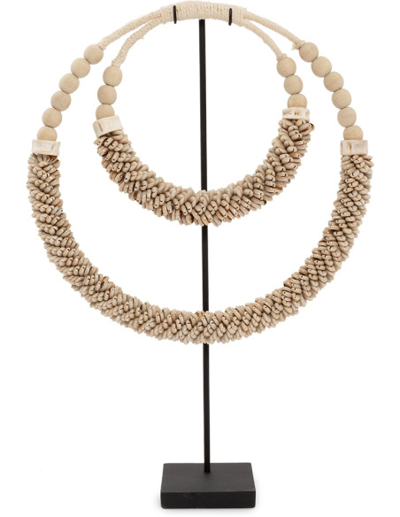 Décoration collier de coquillages sur pied naturel 55 cm The Double