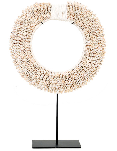 Décoration coquillages sur pied blanc 45 cm The Papua