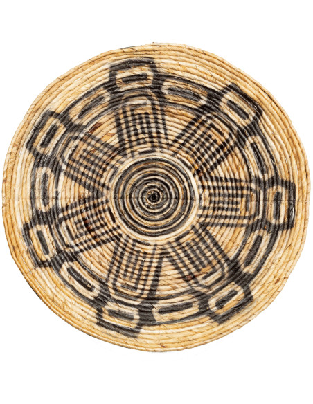 Décoration murale ronde en feuille de palmier naturel noir 70 cm The Maya
