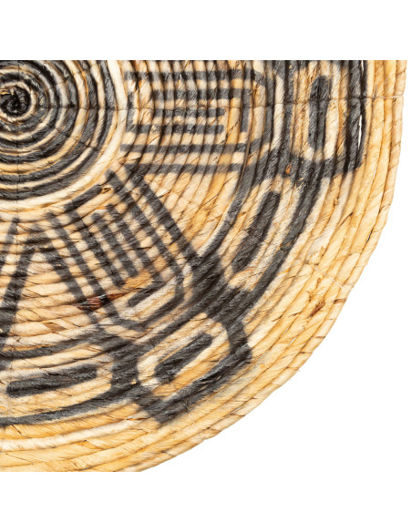 Décoration murale ronde en feuille de palmier naturel noir 70 cm The Maya