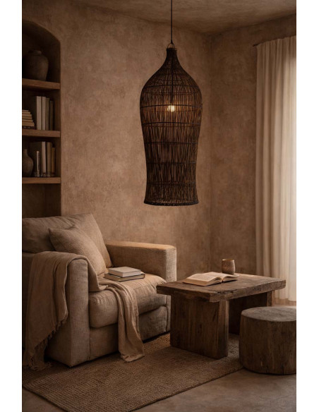 Abat-jour suspension en bambou noyer foncé 82 cm The Oasis Tower