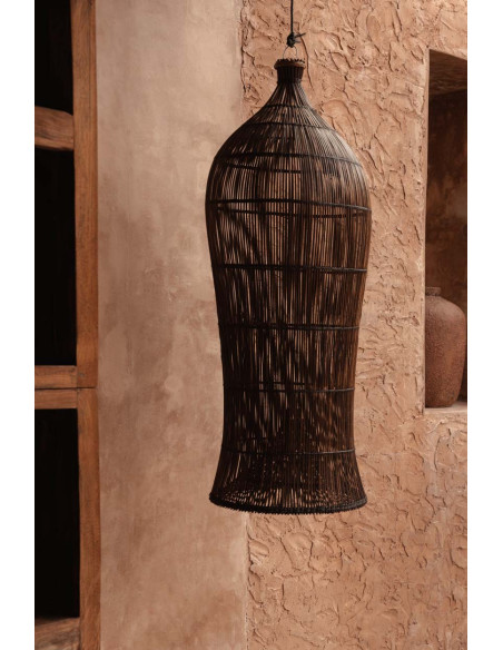 Abat-jour suspension en rotin noyer foncé 102 cm The Oasis Tower