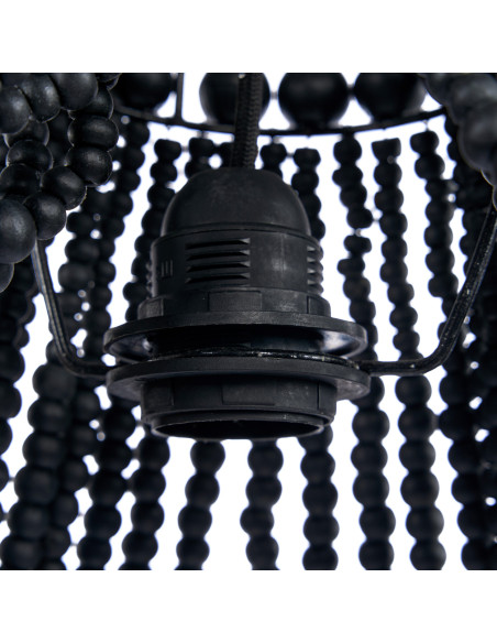 Lustre suspension en perles de bois noir 75 cm The Teardrop
