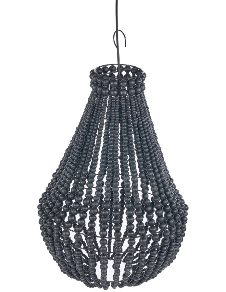 Lustre suspension en perles de bois noir 75 cm The Teardrop