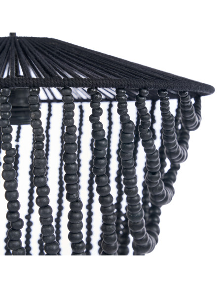 Lustre suspension en perles de bois noir 80 cm The Wooden Bead