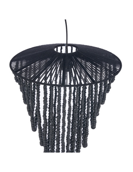 Lustre suspension en perles de bois noir 80 cm The Wooden Bead