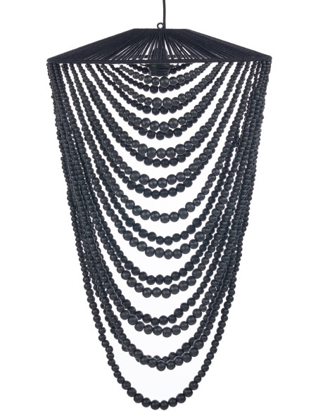 Lustre suspension en perles de bois noir 80 cm The Wooden Bead