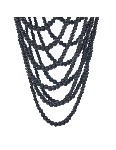 Lustre suspension en perles de bois noir 80 cm The Wooden Bead