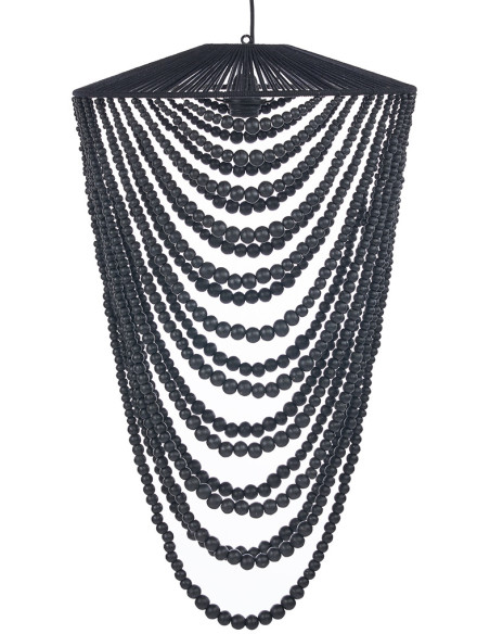 Lustre suspension en perles de bois noir 80 cm The Wooden Bead