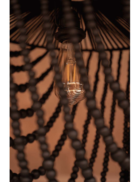 Lustre suspension en perles de bois noir 80 cm The Wooden Bead