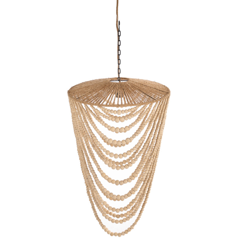 Lustre suspension en perles de bois...